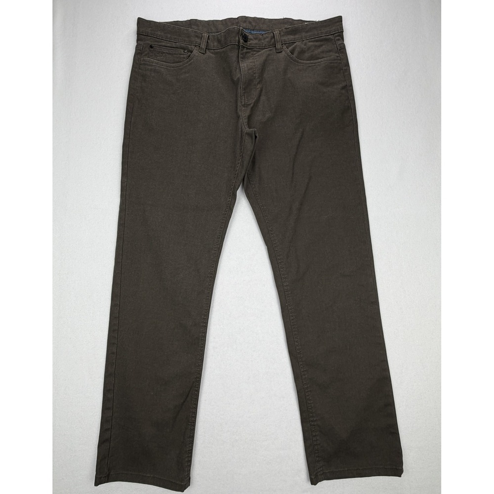 English Laundry Mens 5-Pocket Chino Pants Brown Olive Stretch Twill 38x32